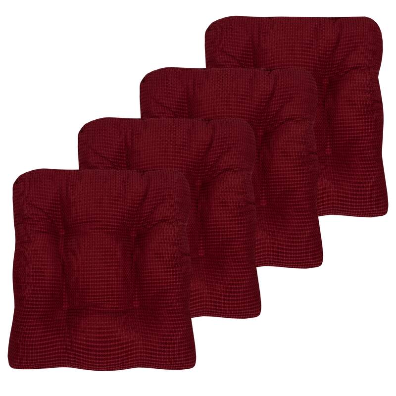 Fluffy Memory Foam Non-slip Chair Pad - Set of 4 - Burgundy