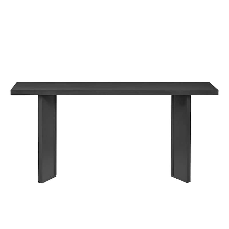 63" Extra Long Entryway Console Table, Modern Living Room Pine Veneer Sofa Table with Geometric Shaped Legs - Black