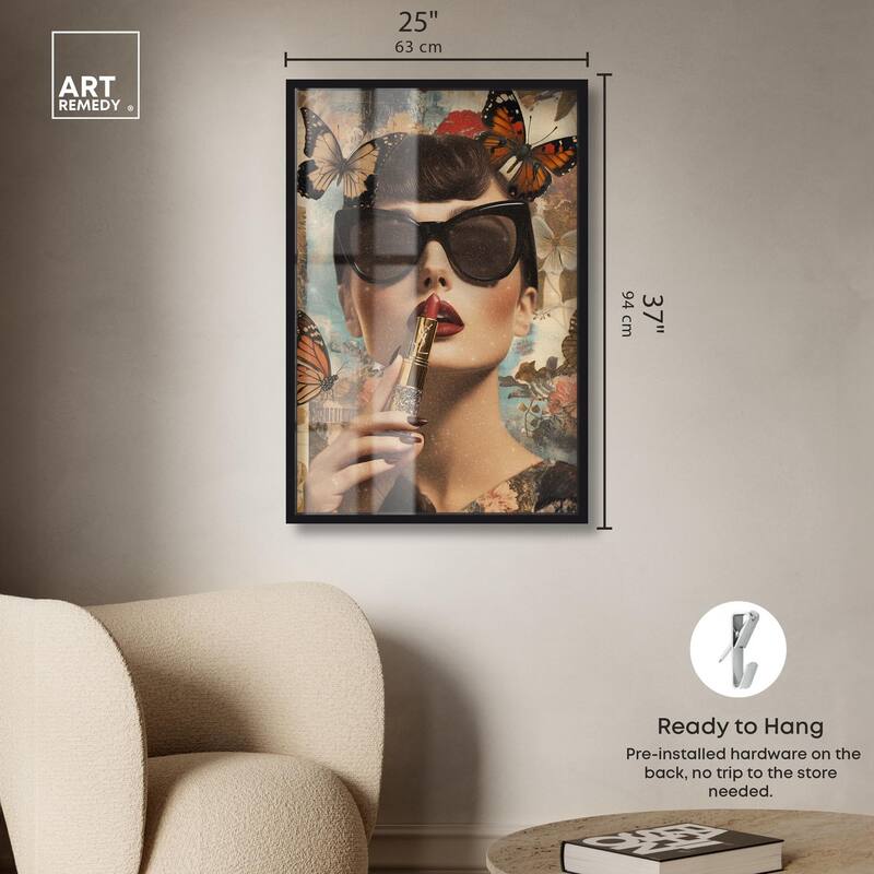 Iconic Lady Butterfly Collage II Shadowbox by Art Remedy