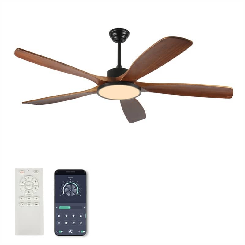 62" Large Ceiling Fan with Remote Control and Light with Three-Color Dimming