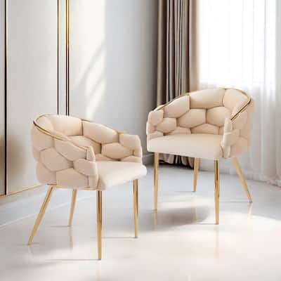 Set of 2 Luxury Handmade Accent Chair with Gold Legs - 24.50" * 25.75" * 30.75"