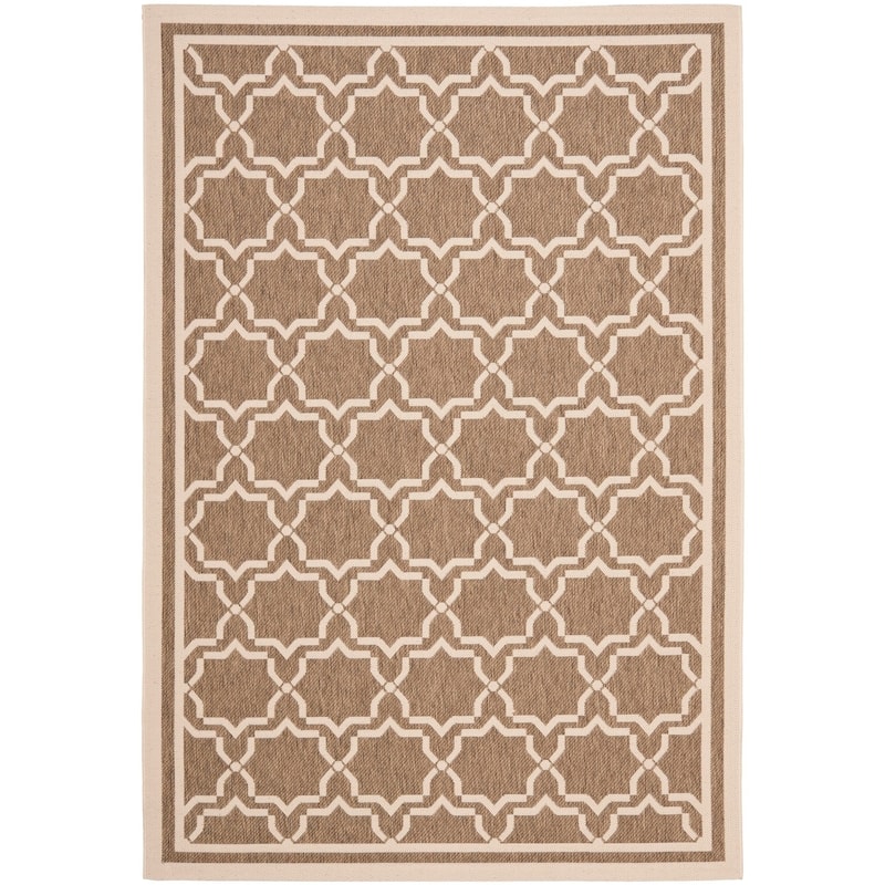 SAFAVIEH Courtyard Gulsin Indoor/ Outdoor Waterproof Patio Backyard Rug - 2' x 3'7" - Brown/Bone