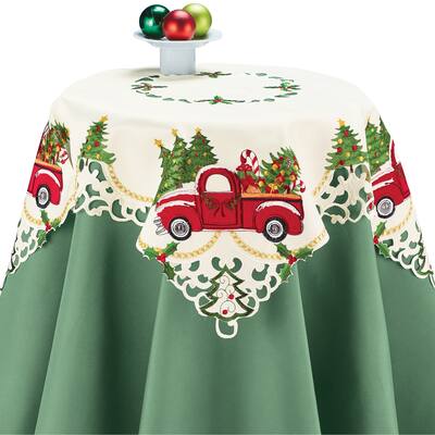 Embroidered Festive Christmas Holiday Truck Table Linens