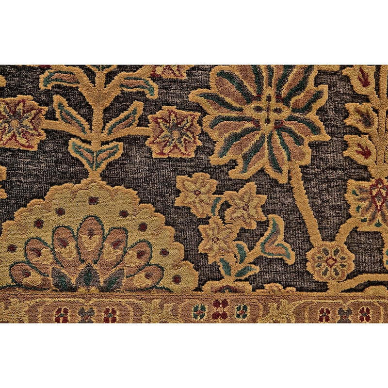 Saphir Transitional Chenille Rug, Chocolate/Golden, Area Rug