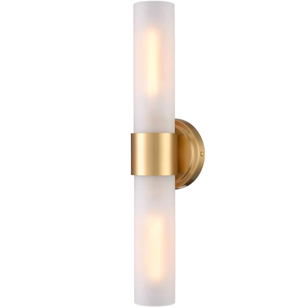 Skyros Modern Bathroom Sconces Cylinder Frosted Glass, 2-Bulbs