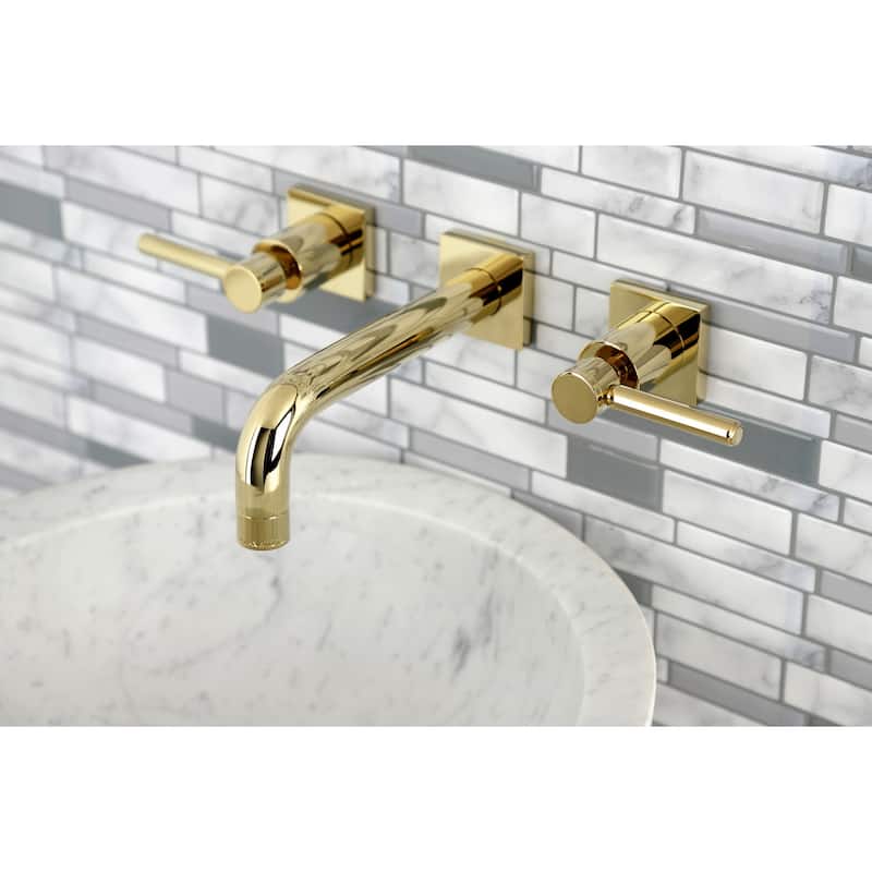 Kingston Brass Concord Two-Handle 3-Hole Wall Mount Bathroom Faucet - Polished Brass