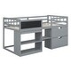 preview thumbnail 3 of 14, Stylish & Fun Design Low Loft Bed with Shelves, Drawers, Desk and Blackboard, Twin Size, Grey
