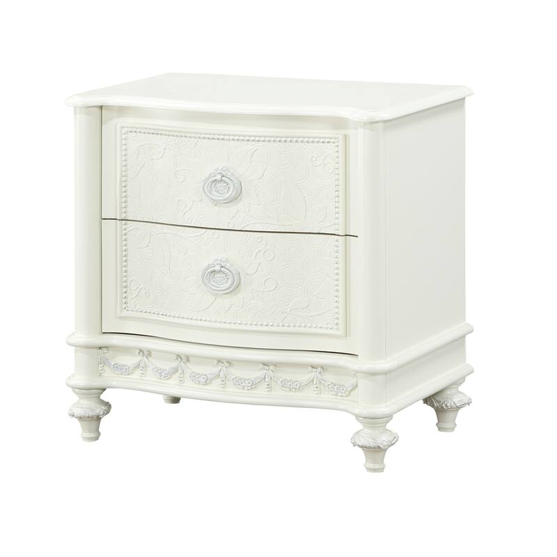 Dorothy Ivory Finish Nightstand W/2 Drawers