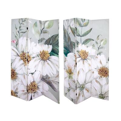 Double Sided 3 Panel Canvas Screen W Glitter (white Jasmine)