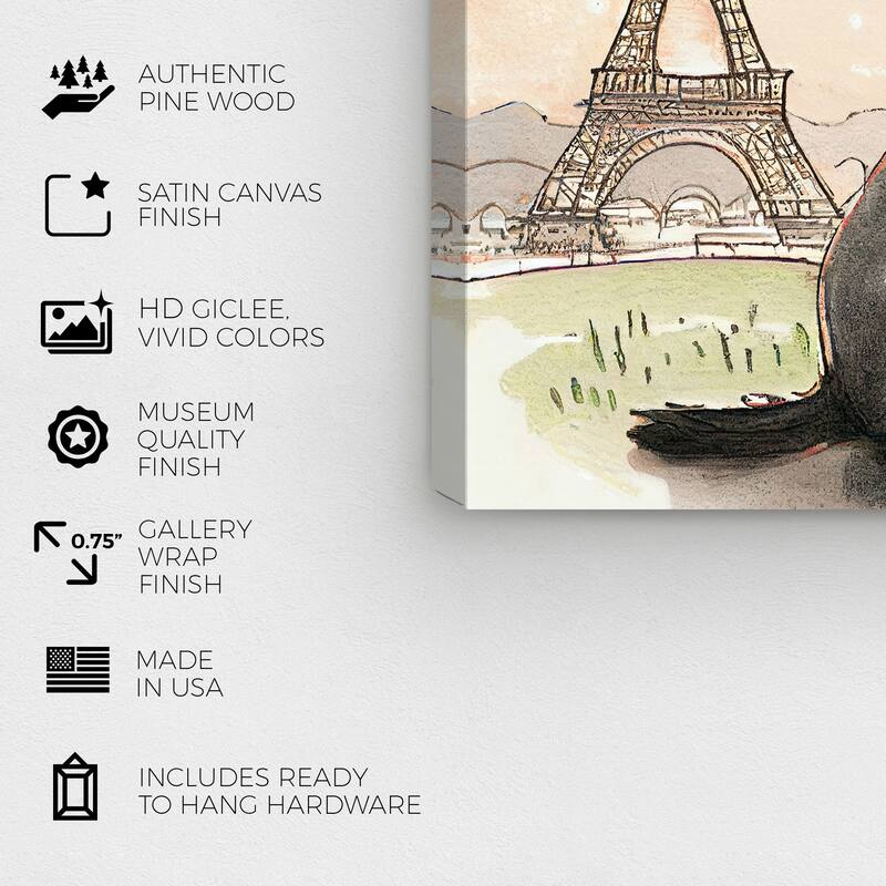 Wynwood Studio Canvas Animals Cutest Puppy Paris 3 Black and Glam Wall Art Canvas Print - Black, Red