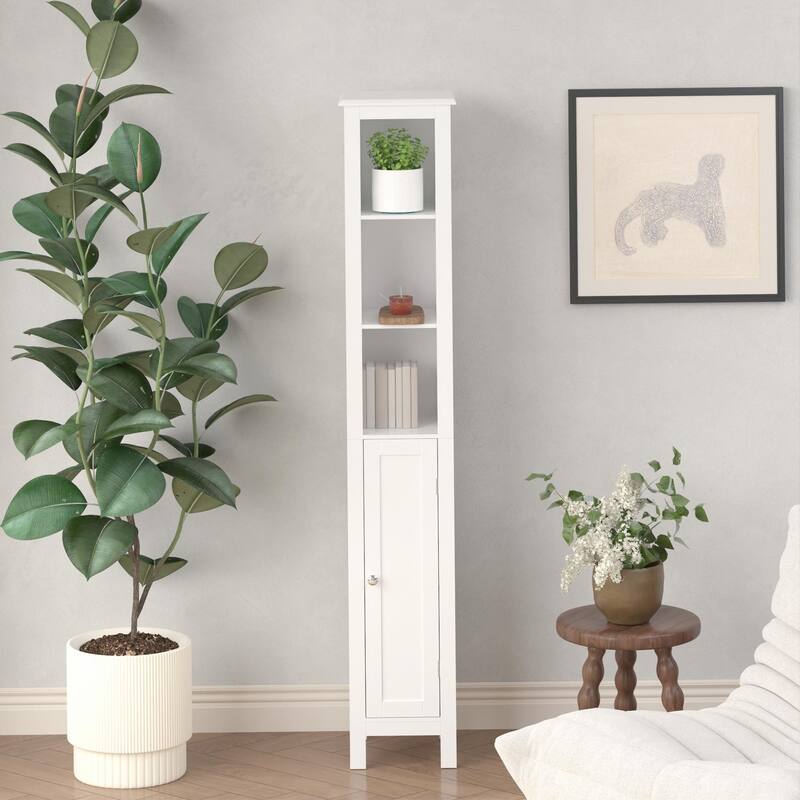 66.92" Tall Bathroom Storage Cabinet With Adjustable Shelves