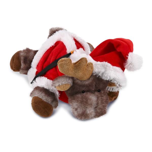 slide 2 of 6, DolliBu Santa Brownish Lying Moose Stuffed Animal with Santa Outfit - 9.5 inches