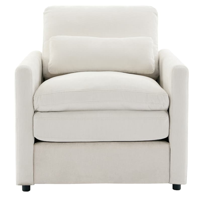 Chenille Oversized Armchair with Double Cushion Design & Lumbar Support - Plush Cloud Sofa