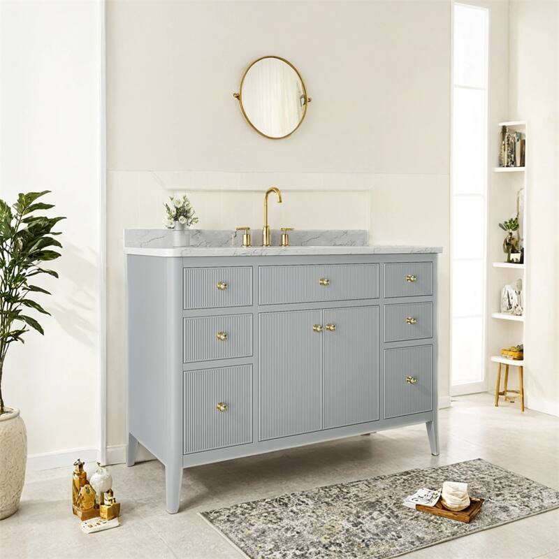 48''Freestanding Single Sink Bathroom Vanity w/Solid Wood Construction