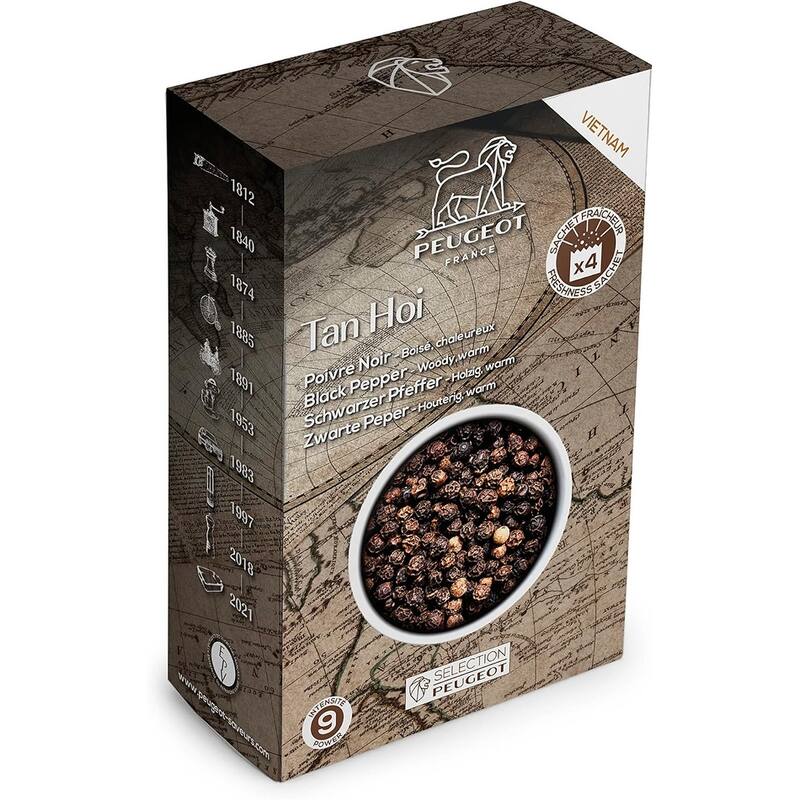 Peugeot Tan Hoi Vietnamese Black Peppercorns, 80g - 4 fresh sachets of 20g - 1 Piece