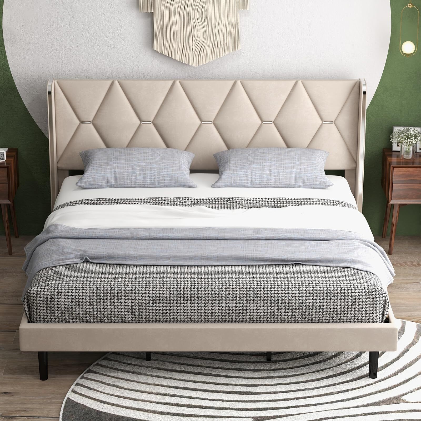 Velvet Platform Bed Frame - Upholstered