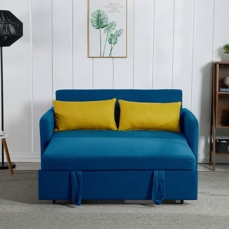 Twins Sofa Bed Blue Fabric - Retro Blue
