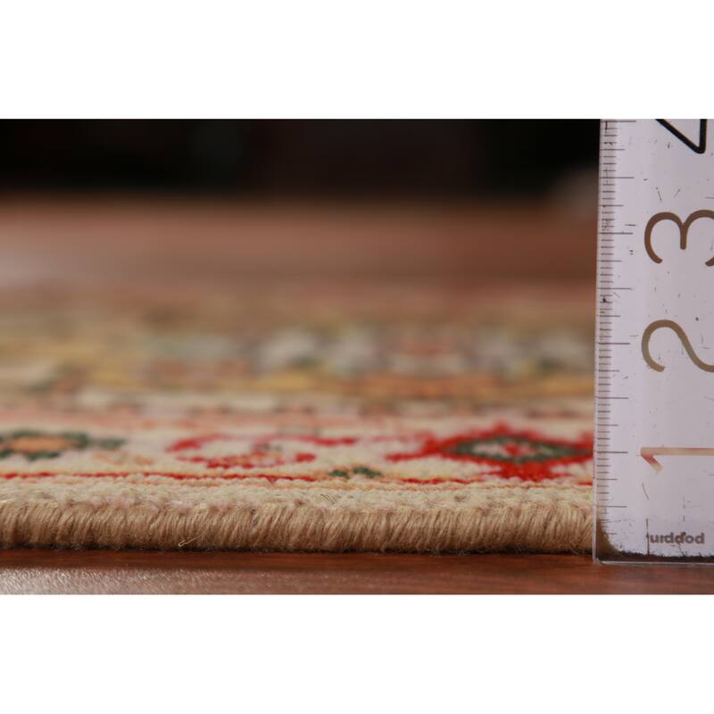 Hand Knotted Oriental 100% Wool Carpet Traditional Geometric Beige & Ivories Heriz (serapi) Runner Rug - 8' 1'' X 2' 7''