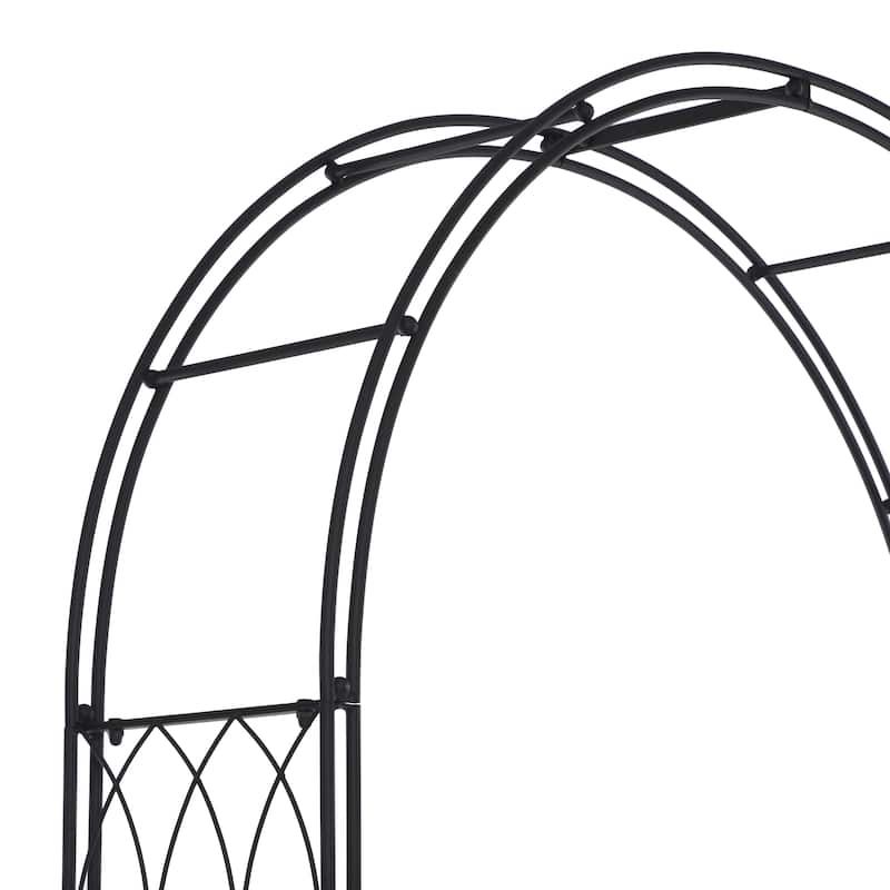Metal Indoor Outdoor Arched Gate Garden Arbor with Lattice Work Sides - Black or White - Roche River Decor