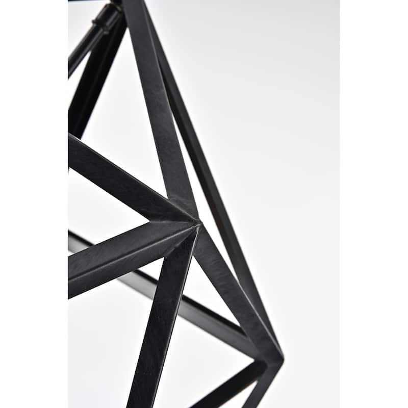 Antique Black 4-Light Geometric Cage Chandelier