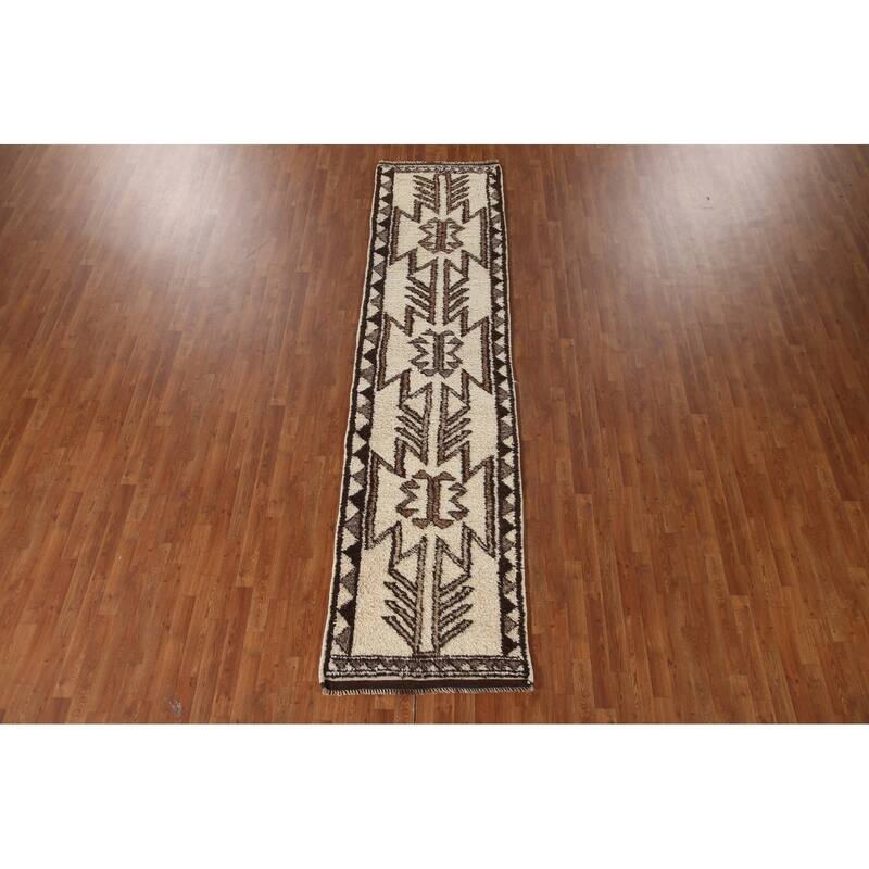 Vegetable Dye Kurdish Oriental Runner Rug Hand-knotted Wool Carpet - 2'11"x 11'7"