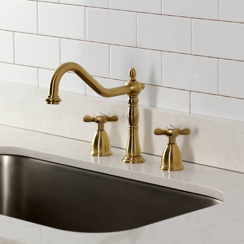 Kingston Brass Essex Double-Handle Wall-Mount Pre-Rinse Bridge Kitchen Faucet
