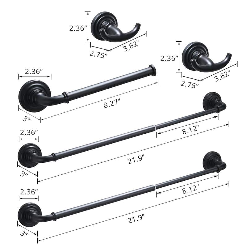 Topcraft Wall Mounted Stainless Steel Bathroom 5 Piece Hardware Set