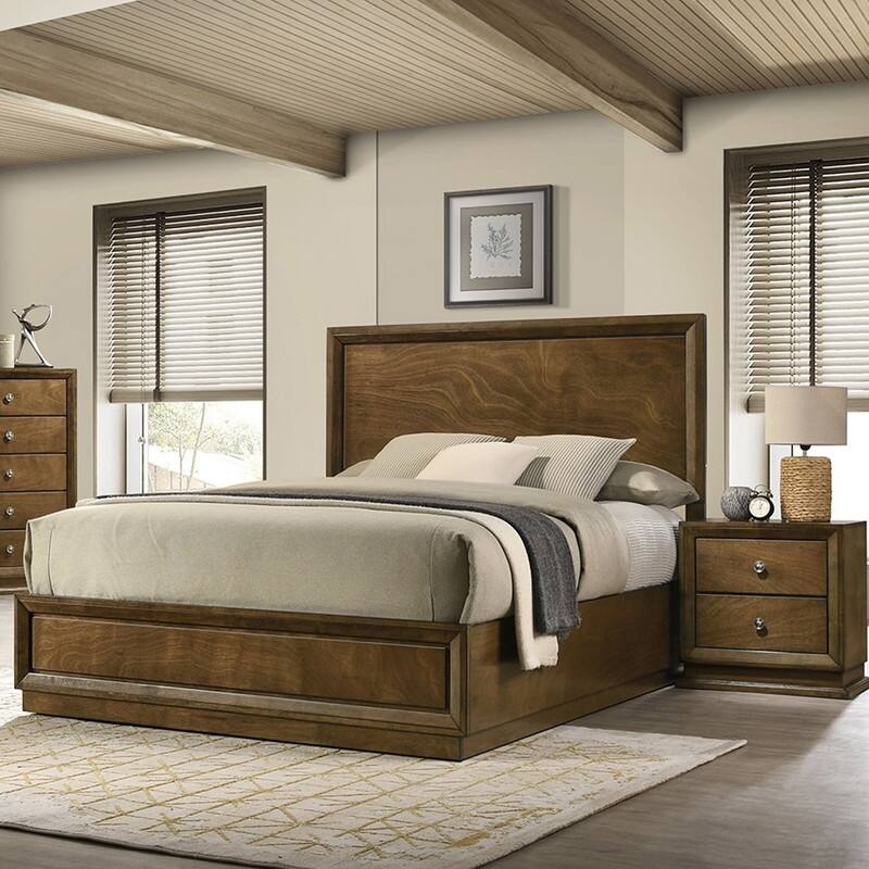 2/3-Piece Bedroom Sets Queen/Full Size Upholstered Bed w Storage/LED Nightstands Dresser/Ottoman Black/Walnut - 3 Piece - Full - Brown