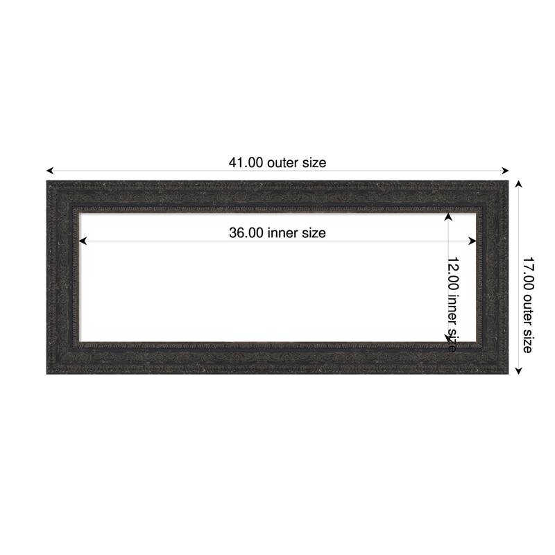 Attic Aged Framed Dry Erase Magnetic Board - 41 x 17 in - Attic Aged Black