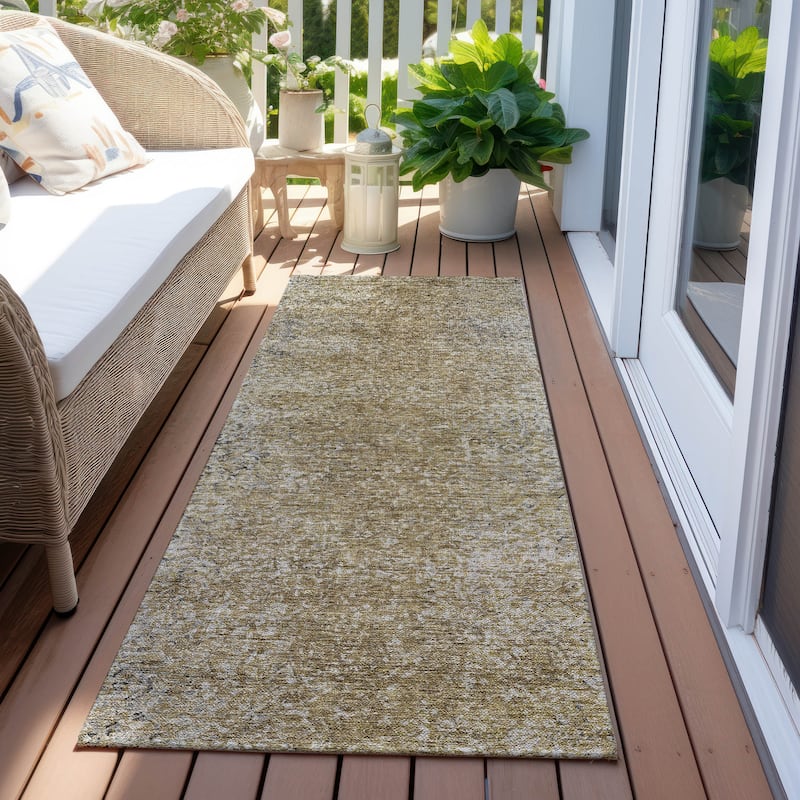 Machine Washable Indoor/ Outdoor Chantille Solid Contemporary Rug - Brown - 2'3" x 7'6"