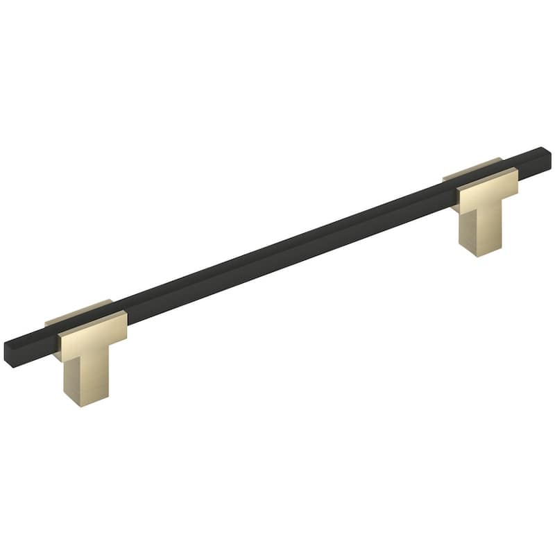 Amerock Urbanite 7-9/16 Inch Center to Center Bar Cabinet Pull - Golden Champagne / Matte Black