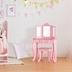 preview thumbnail 5 of 6, Teamson Kids Gisele Vanity Set w/ LED Mirror Light - Pink/Rose Gold - 23.5" x 11.75" x 39.25"