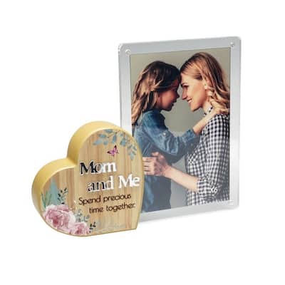 Heart With Text And Clear Photo Frame- Mom And Me Photo Frame