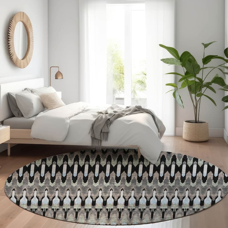 Premium Washable Super Soft Modern Flair Mayfield Rug - Black - 8' x 8'