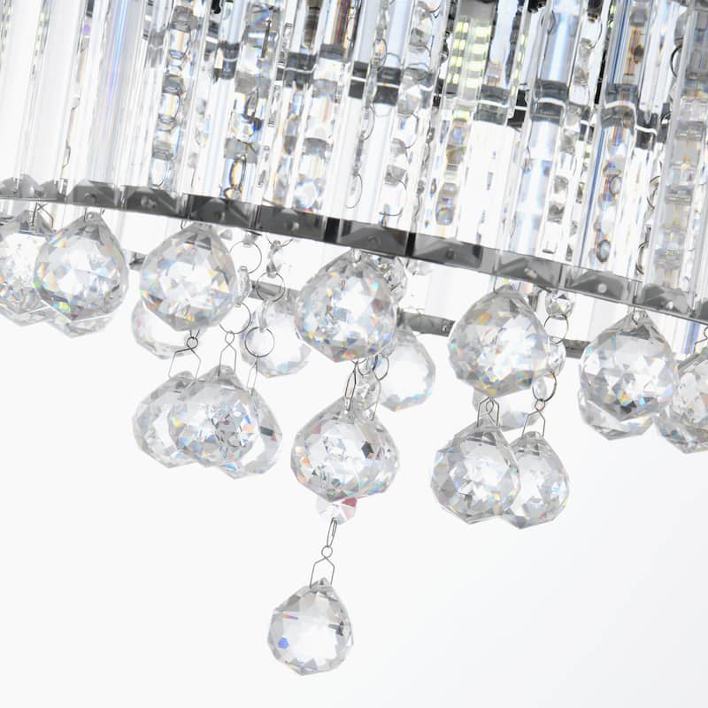 52-inch Wooden 5-Blade Crystal Ceiling Fan Chandelier with Remote