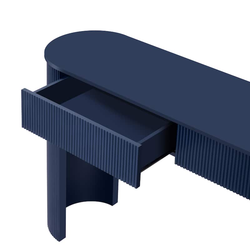 54" MDF Console Table with Fluted Design and Two Drawers for Living Room