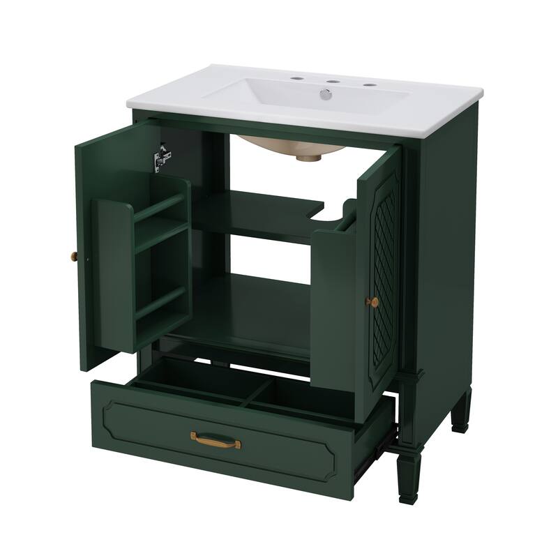 60" Bathroom Vanity with Double Sink Combo Set, 2 Cabinet with Door Organizers, 2 Drawers