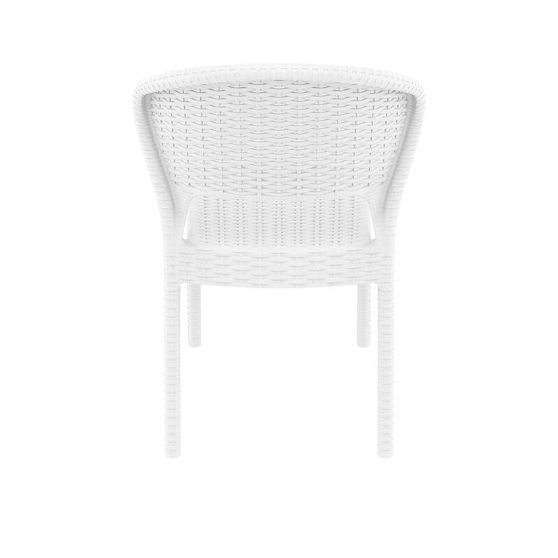32" White Patio Wickerlook Stackable Dining Chair