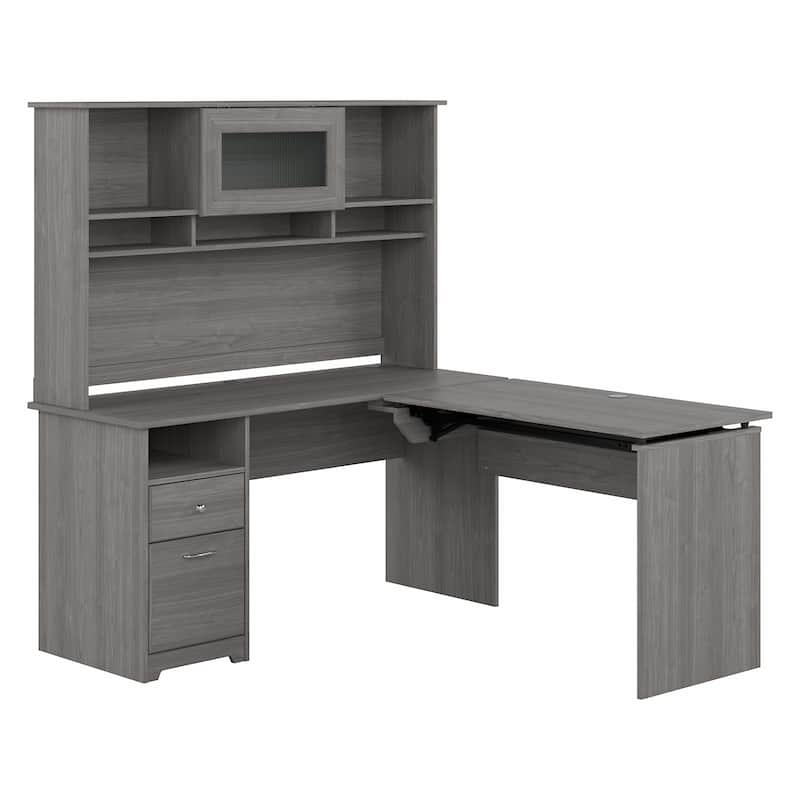 60W 3-position L-shaped Sit to Stand Desk with Hutch by Bush Furniture