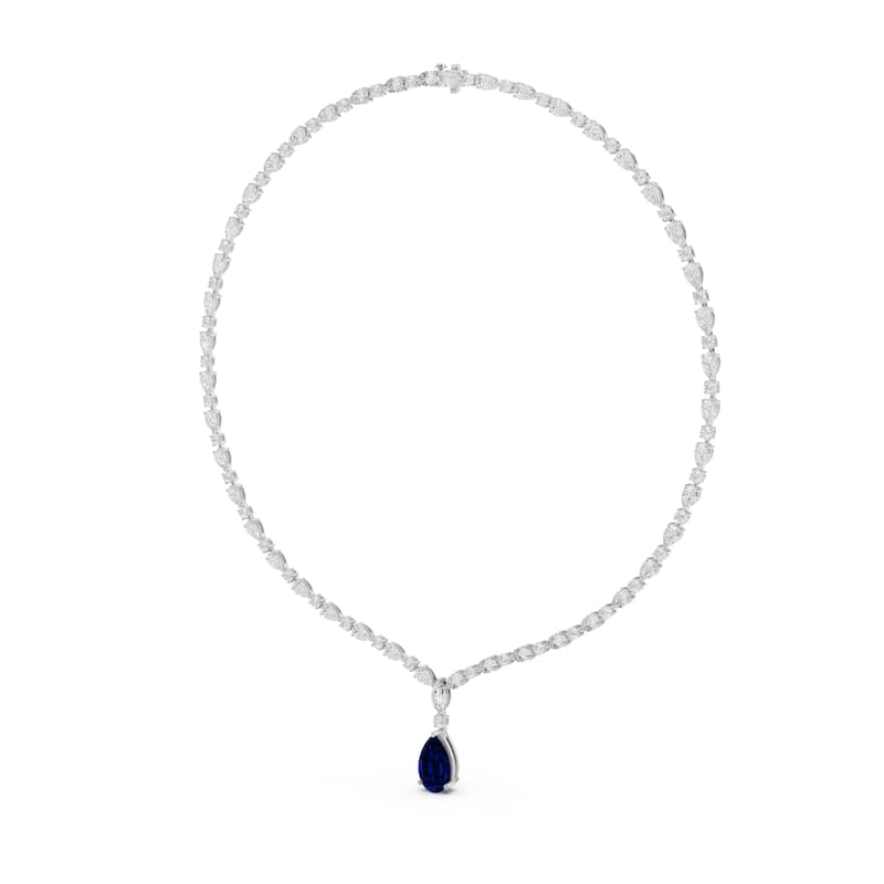 Auriya 14K Gold Lab Grown Alternating Diamond Lined Pear Drop Necklace 16 7/8 ct. tw. (F-G VS)