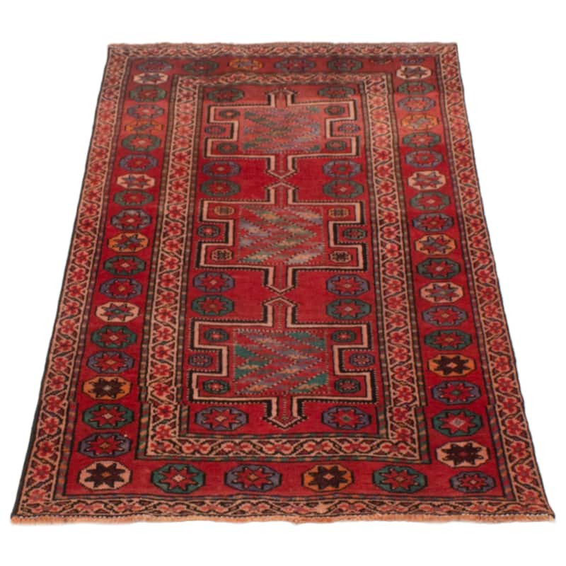 ECARPETGALLERY Hand-knotted Melis Vintage Red Wool Rug - 3'2 x 6'1