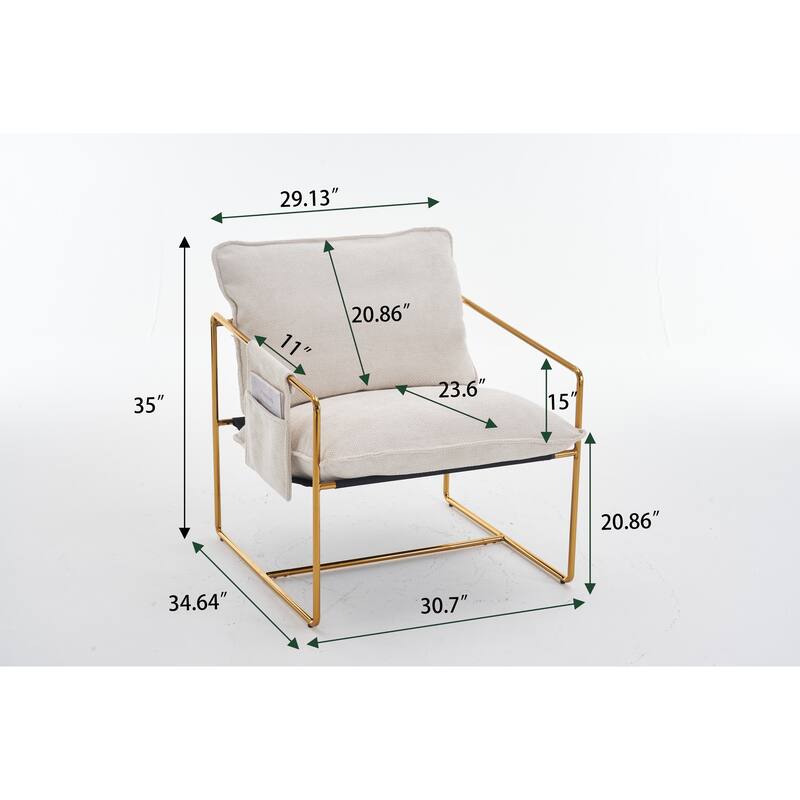 Upholstered Hanging Armchair with Arm PocketsMetal Frame, Gold-Plated Craftsmanship,2 Chairs in 1 Box