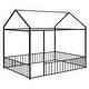 preview thumbnail 18 of 20, Full Size Metal House Bed Frame with Fence and Roof for Kids and Teens
