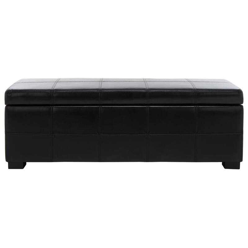 SAFAVIEH Kerrie Brown Bicast Leather/Wood Storage Bench - 46.9" x 18.3" x 16.7" - 47Wx18Dx17H