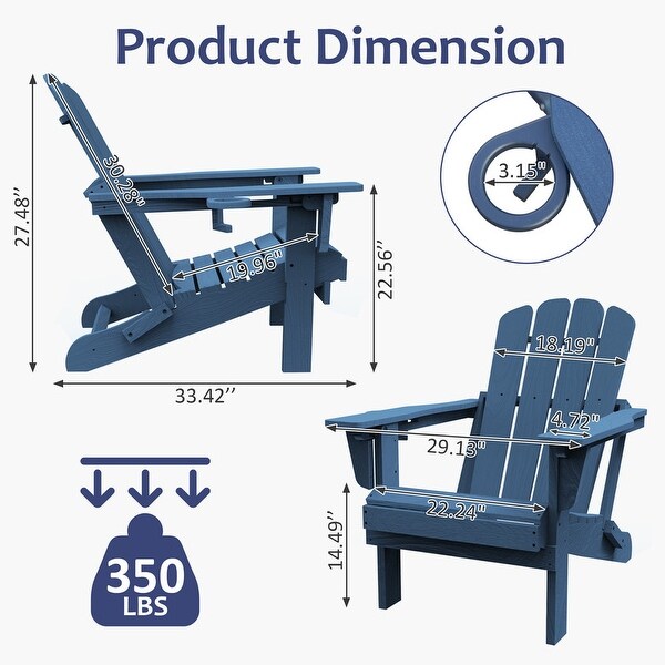 Domi Folding HDPE Adirondack Chair with Cup and Phone Holders