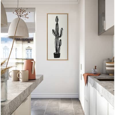 Kate and Laurel Sylvie 664 Cactus Pot BW Framed Canvas by Teju Reval