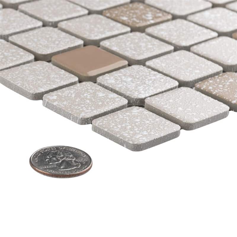 Merola Tile Crystalline Square Beige 12" x 12" Porcelain Floor and Wall Tile