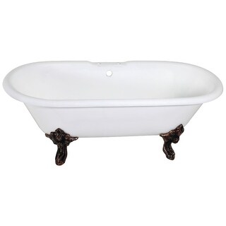 Kingston Brass Aqua Eden 72" Clawfoot Cast Iron Soaking Tub with