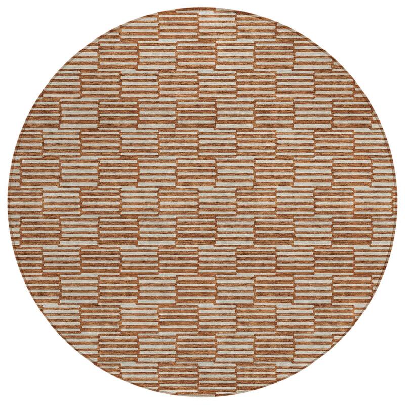 Machine Washable Indoor/ Outdoor Chantille Stripe Blocks Rug