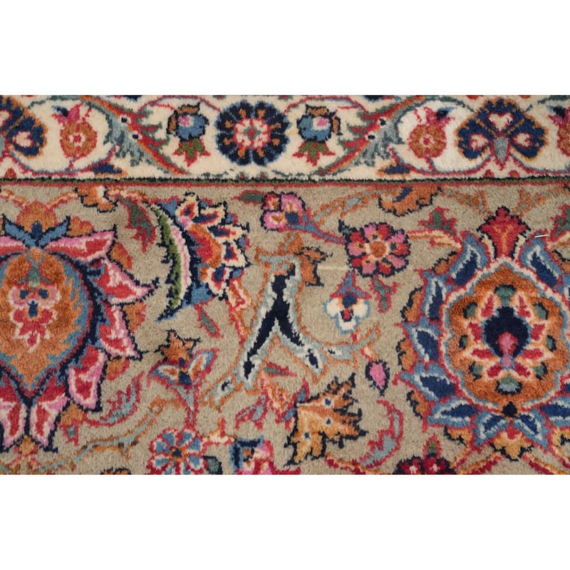 Hand Knotted Oriental 100% Wool Carpet Traditional Floral Beige & Ivories Tabriz Area Rug - 10' 4'' X 7' 4''